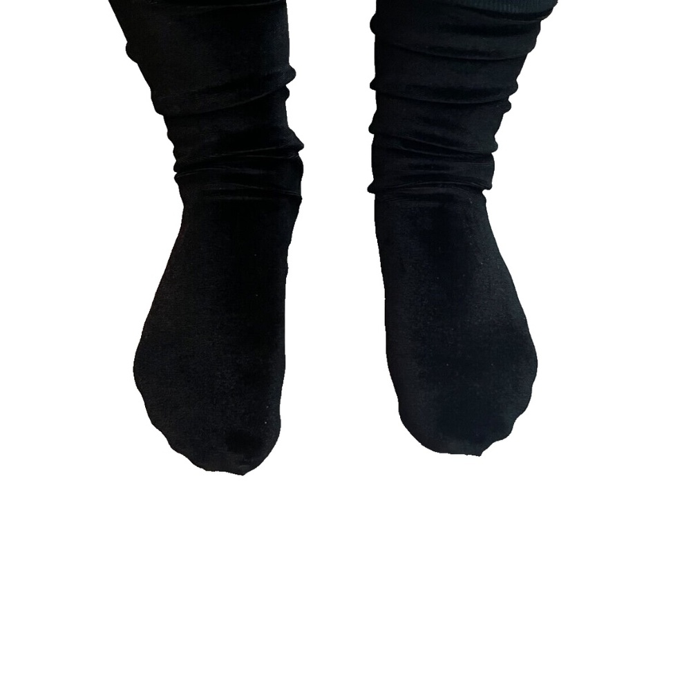 COPY- X 10 Hue Women's Velvet Slouchy Crew Socks in Black One Size - Picture 5 of 6